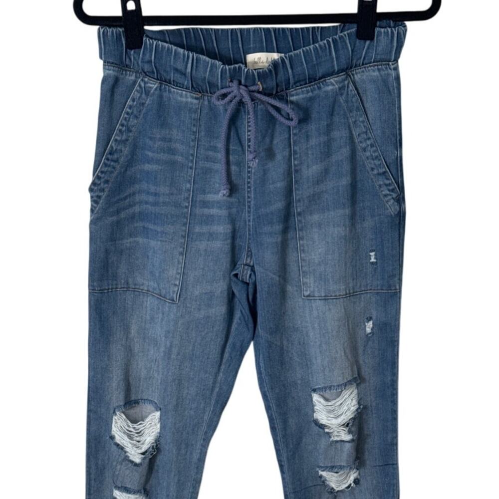 Bella Dahl Distressed Denim Pocket Jogger Pants Venice Wash Size S - Picture 9 of 12